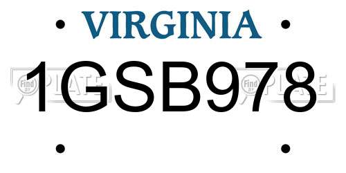 1GSB978 Virginia License Plate