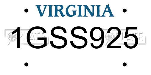1GSS925 Virginia License Plate