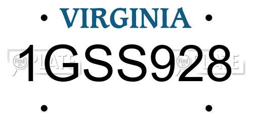 1GSS928 Virginia License Plate
