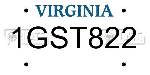 1GST822 Virginia License Plate