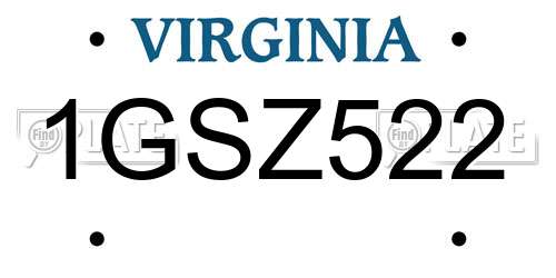 1GSZ522 Virginia License Plate
