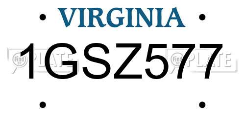 1GSZ577 Virginia License Plate