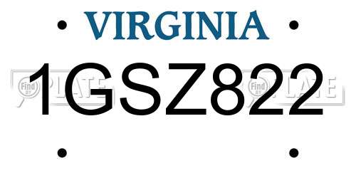 1GSZ822 Virginia License Plate