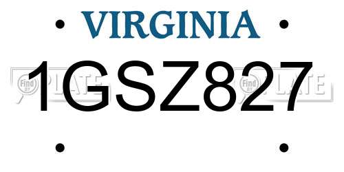 1GSZ827 Virginia License Plate