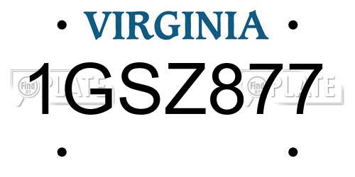 1GSZ877 Virginia License Plate