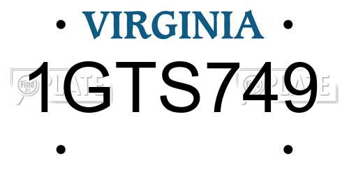 1GTS749 Virginia License Plate