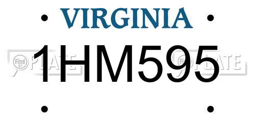1HM595 Virginia License Plate