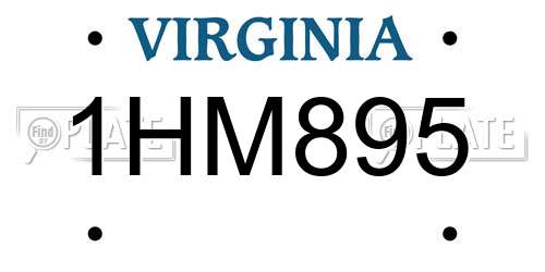 1HM895 Virginia License Plate