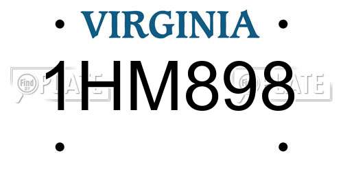 1HM898 Virginia License Plate