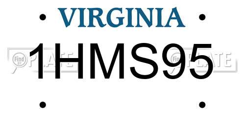 1HMS95 Virginia License Plate