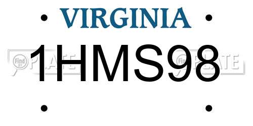 1HMS98 Virginia License Plate