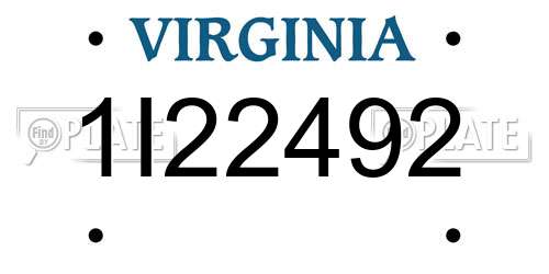 1I22492 Virginia License Plate
