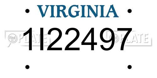 1I22497 Virginia License Plate