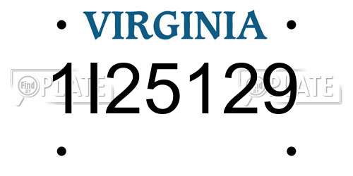 1I25129 Virginia License Plate