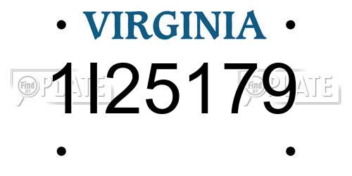 1I25179 Virginia License Plate