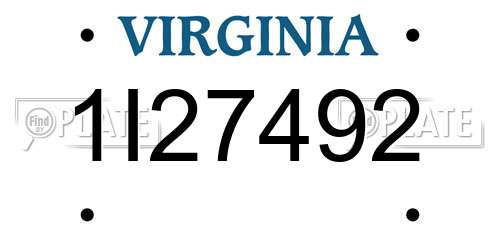1I27492 Virginia License Plate
