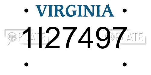 1I27497 Virginia License Plate