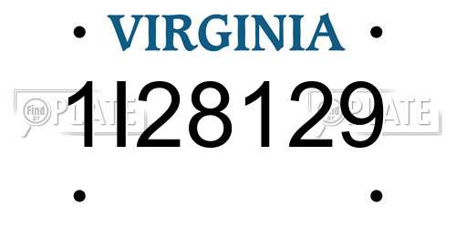 1I28129 Virginia License Plate