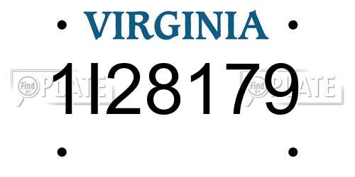 1I28179 Virginia License Plate