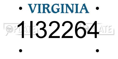 1I32264 Virginia License Plate