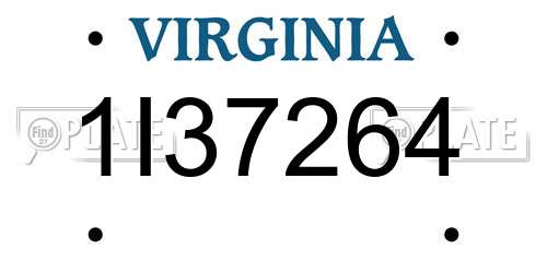 1I37264 Virginia License Plate