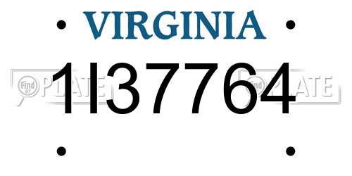 1I37764 Virginia License Plate
