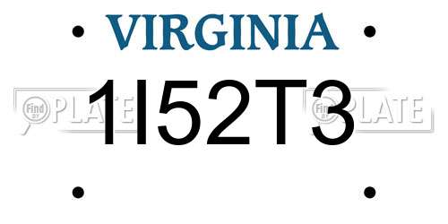 1I52T3 Virginia License Plate
