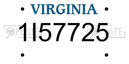 1I57725 Virginia License Plate