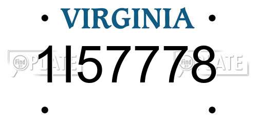 1I57778 Virginia License Plate