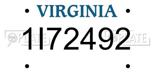 1I72492 Virginia License Plate