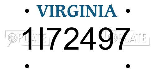 1I72497 Virginia License Plate