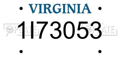 1I73053 Virginia License Plate