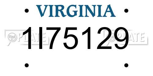 1I75129 Virginia License Plate