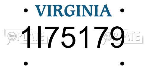 1I75179 Virginia License Plate