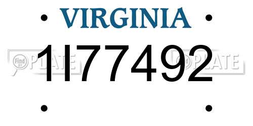 1I77492 Virginia License Plate