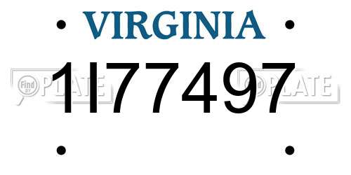 1I77497 Virginia License Plate