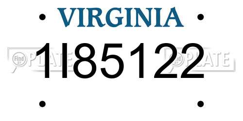 1I85122 Virginia License Plate