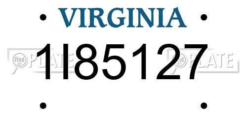 1I85127 Virginia License Plate