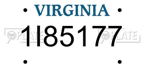 1I85177 Virginia License Plate