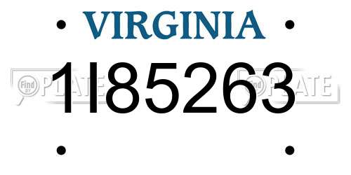 1I85263 Virginia License Plate