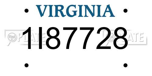 1I87728 Virginia License Plate