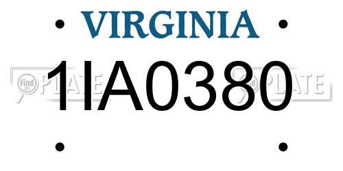 1IA0380 Virginia License Plate