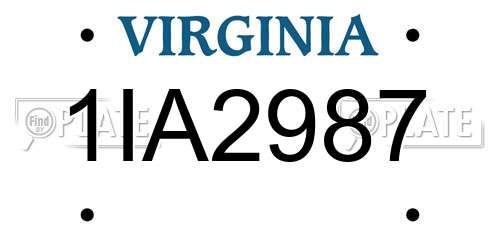 1IA2987 Virginia License Plate