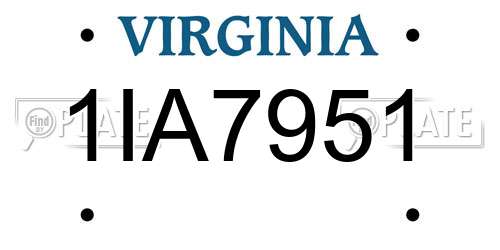 1IA7951 Virginia License Plate