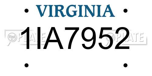 1IA7952 Virginia License Plate