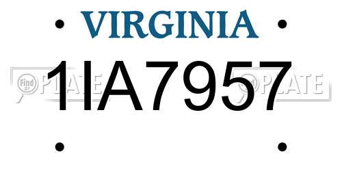 1IA7957 Virginia License Plate