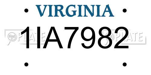 1IA7982 Virginia License Plate