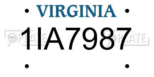 1IA7987 Virginia License Plate