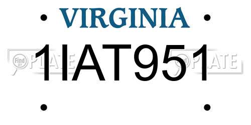1IAT951 Virginia License Plate