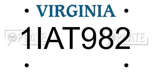 1IAT982 Virginia License Plate